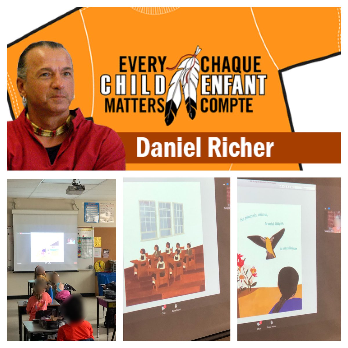MeadowcrestPS's tweet photo. In honour of #OrangeShirtDay2020, our primary and junior students attended a virtual field trip to the @opl_bpo to listen in French to live stories and hear storyteller Daniel Richer. #ChaqueEnfantCompte #ddsborangeshirtday #DDSBIndigenous @equity_DDSB @MaggieLazarus https://t.co/l4VG6wnWHn