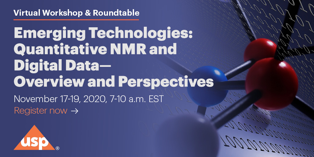 USPharmacopeia's tweet photo. Join us for a conversation about (q)NMR and #DigitalData applications to improve the quality of medicines from November 17-20, 2020. https://t.co/LJkuFgH6y7 #nmrSpectroscopy https://t.co/uufiCa08MY
