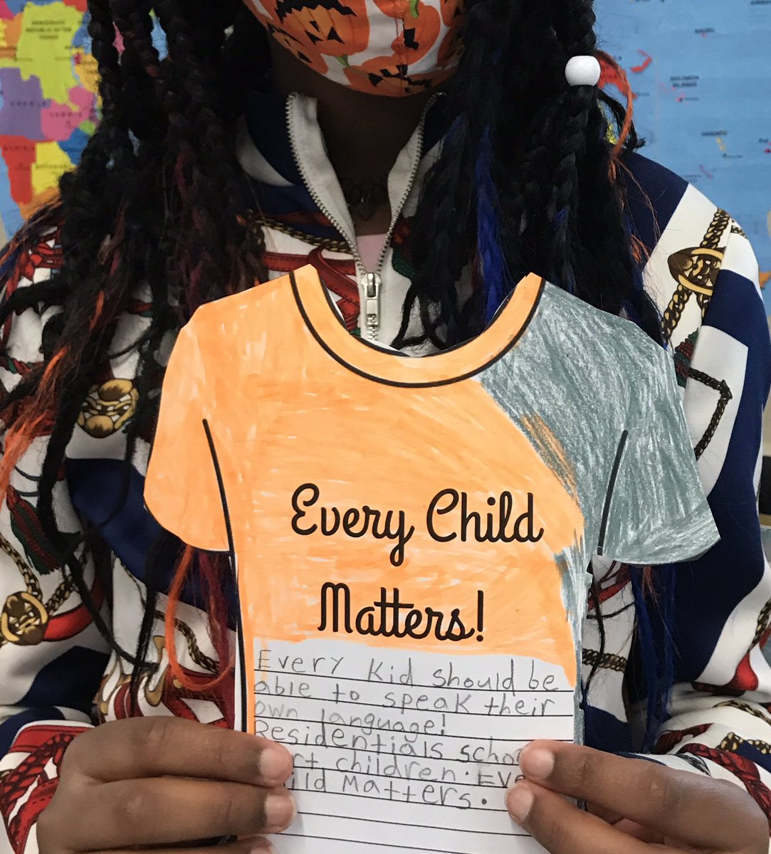 As part of our discussion about the meaning and importance of Orange Shirt Day, we talked about what their rights are as children. Then they listened to Phyllis’s story. This was their response in their own words! 
🧡👏🏻 @WinnipegSD