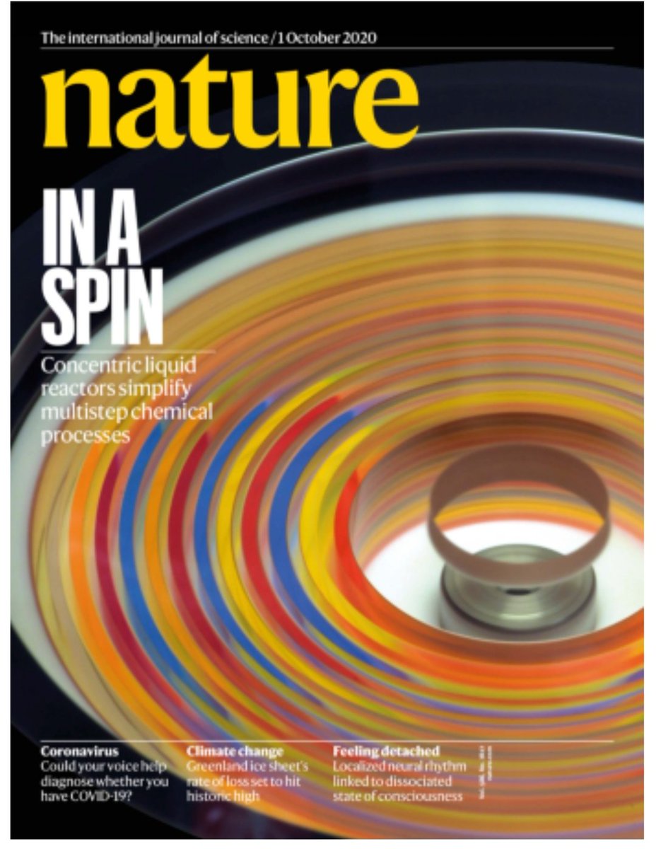 Our new paper in Nature has been awarded with a cover! Check out our  new type of spinning reactor for chemical synthesis and separation: &gt;&gt;&gt; httpss://www.nature.com/articles/s41586-020-2768-9
