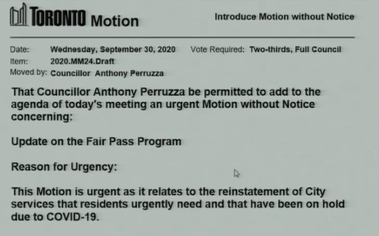 Following  @BenSpurr’s story about the program getting suspended in March because of COVID, Councillor Anthony Perruzza has added an item about the TTC Fair Pass to the Council agenda.
