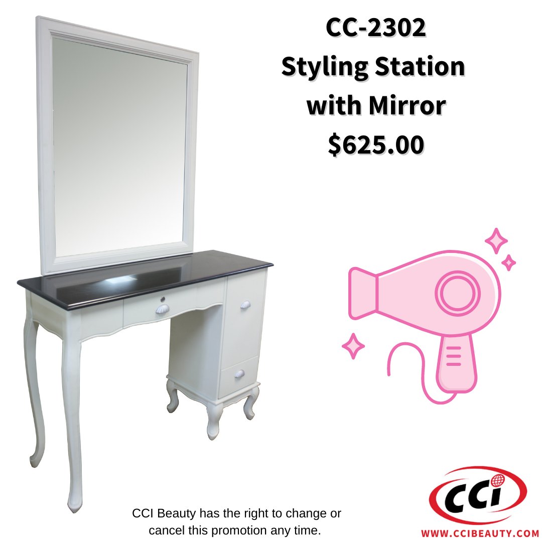 CCIBeauty's tweet photo. This white stations features a beautiful stone top ! The hidden appliance holders in the drawer makes this station clean and sleek. #hairsalon https://t.co/sNaKIpdeCd