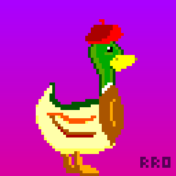 MelMelGames's tweet photo. Here's a mallard duck wearing a red beret #pixel_dailies #AnimalWearingAHat #pixelart 🦆😄 https://t.co/lwMUfpwWbo