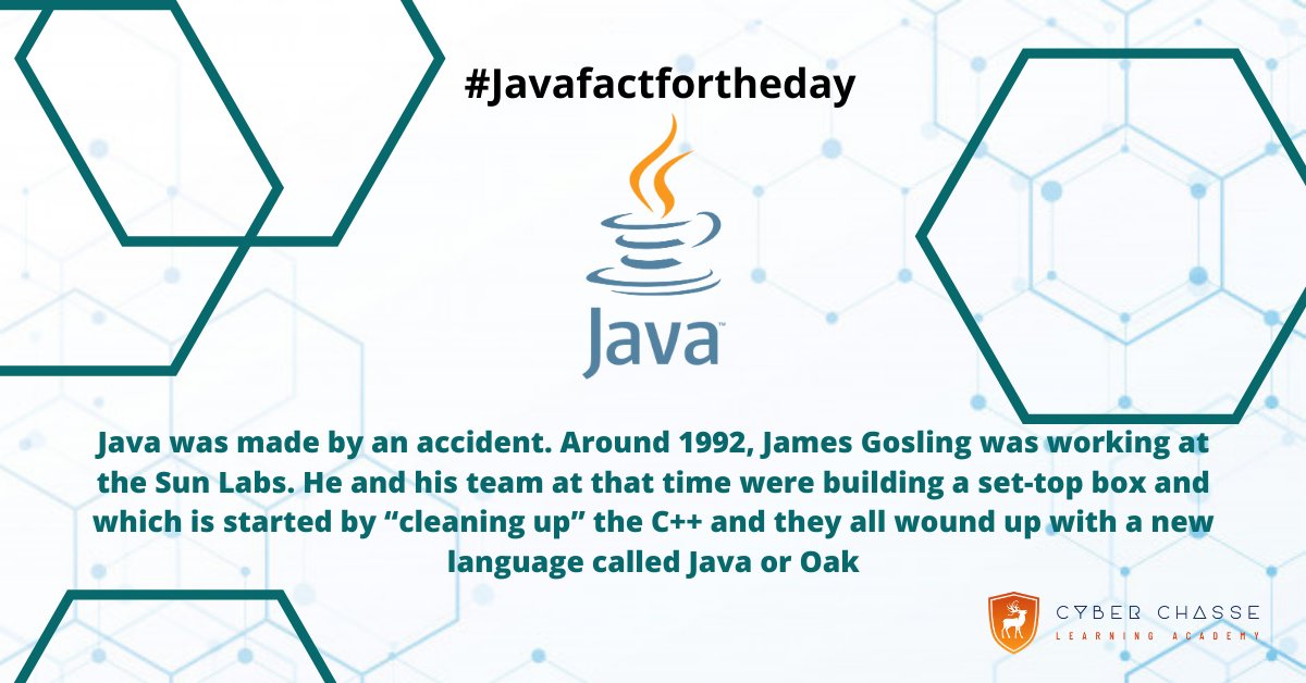 ACyberchasse's tweet image. Java Fact for the day.
#JavaFact #Java #DataScience #OnlineCourse #TechnologyCourse #CyberChasseAcademy