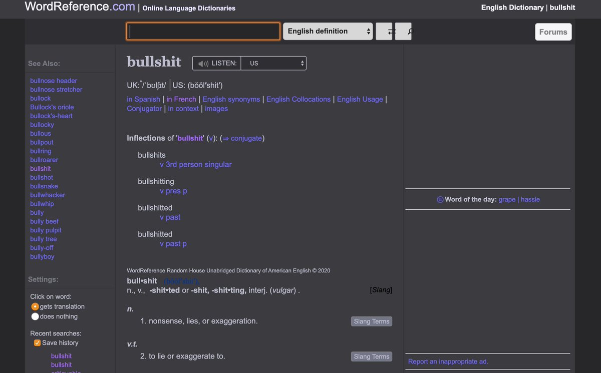 teluobir's tweet image. Been using #wordreference for Y-E-A-R-S. 10 minutes ago the website changes to a mandatory &quot;dark theme&quot; –I just CAN NOT READ IT. I CAN&apos;T! This is the worst thing I could expect, particularly now for me. I hate technology updates &amp;amp; avoidable blindness. CSS SWITCH NOW!!!
