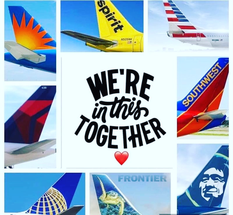 Today, my thoughts are with the whole industry as thousands face furloghs at midnight #airlinelife #unitedtogether
