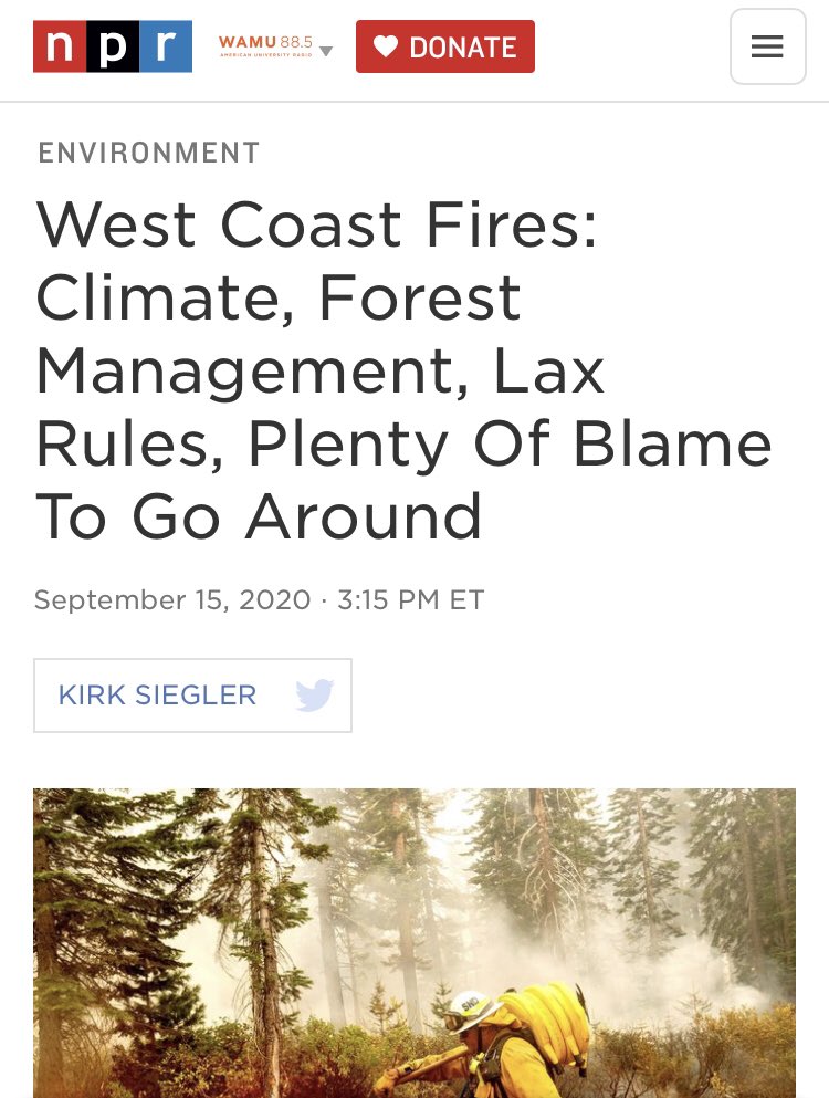 3. Trump & forest managementClaim: Trump said forest management is helping drive wildfires in CA & beyond.Check: False by  @washingtonpost Truth: As  @NPR & others have pointed out, a lack of good forest management is a major contributing factor to the fires.