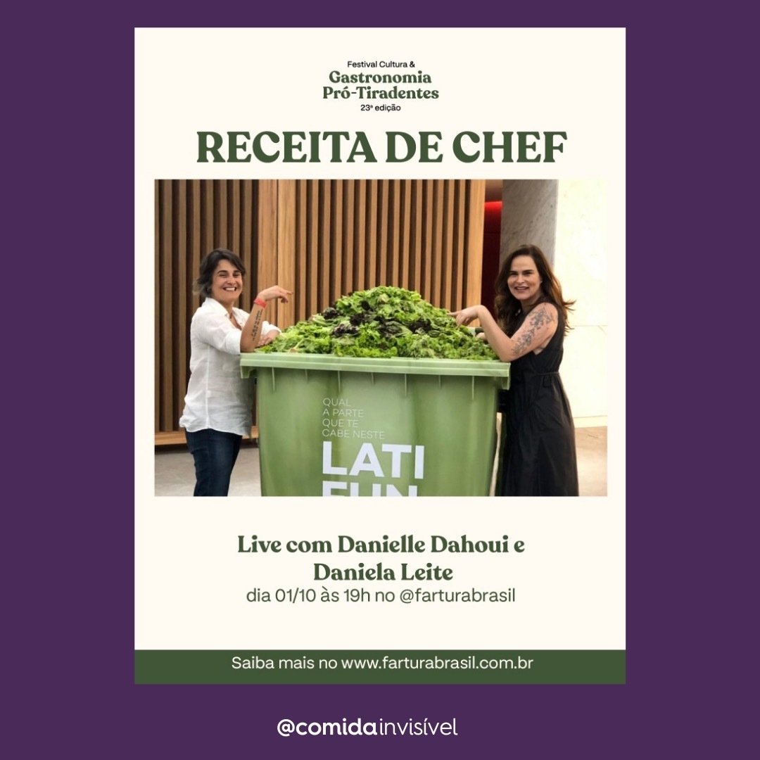 CONVITE ESPECIAL

Amanhã, 01/10, Dani Leite participa de uma live com a chef Danielle Dahoui a convite do @FestivalFartura.
Papo sobre o desperdício de alimentos no Brasil e caminhos para transformamos esse cenário. Às 19h nos instas @farturabrasil e <a href="/comidainvisivel/">@comidainvisivel</a>. Bora!