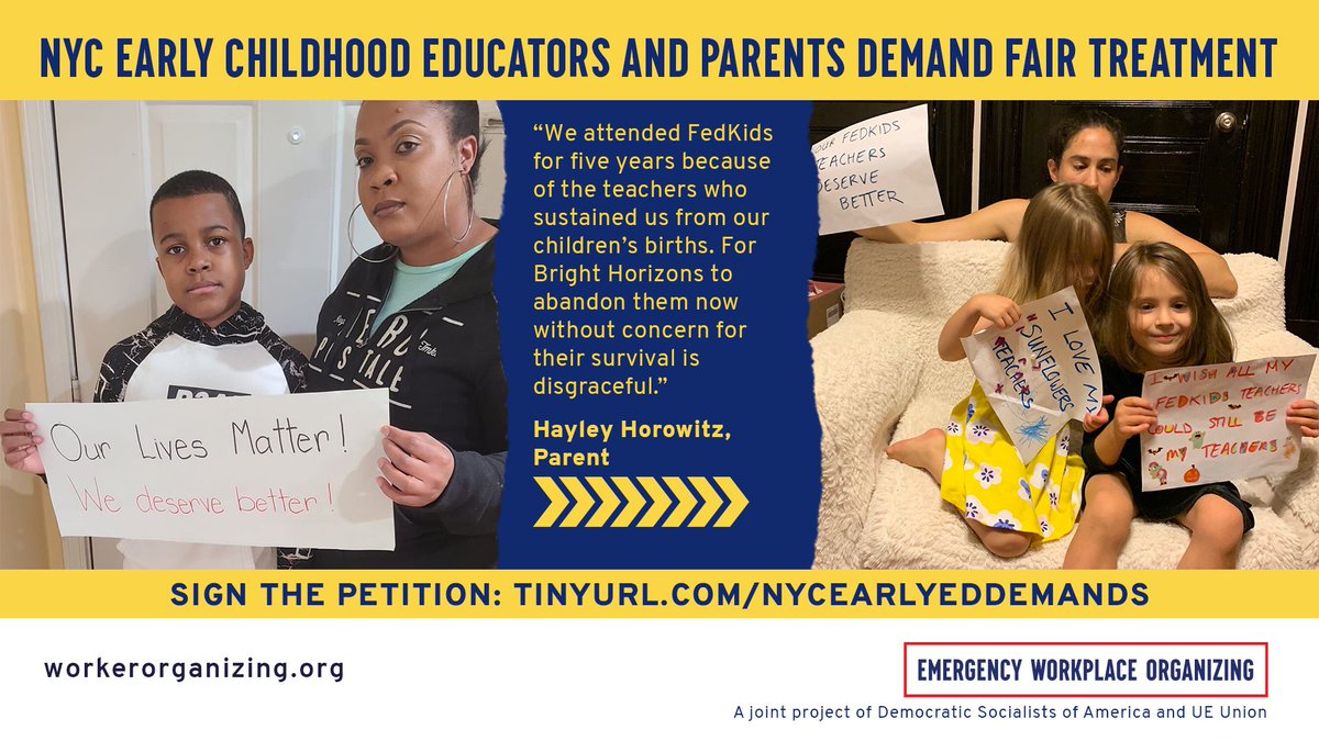 EarlyNyc's tweet photo. @BrightHorizons we have waited all day to hear from you but it's just🦗🦗. What have you decided about our requests for severance pay, accrued sick time, &amp; job security? 

Everyone stay tuned for tomorrow. We will need your support to amplify our action! https://t.co/VNkgCxZbLk