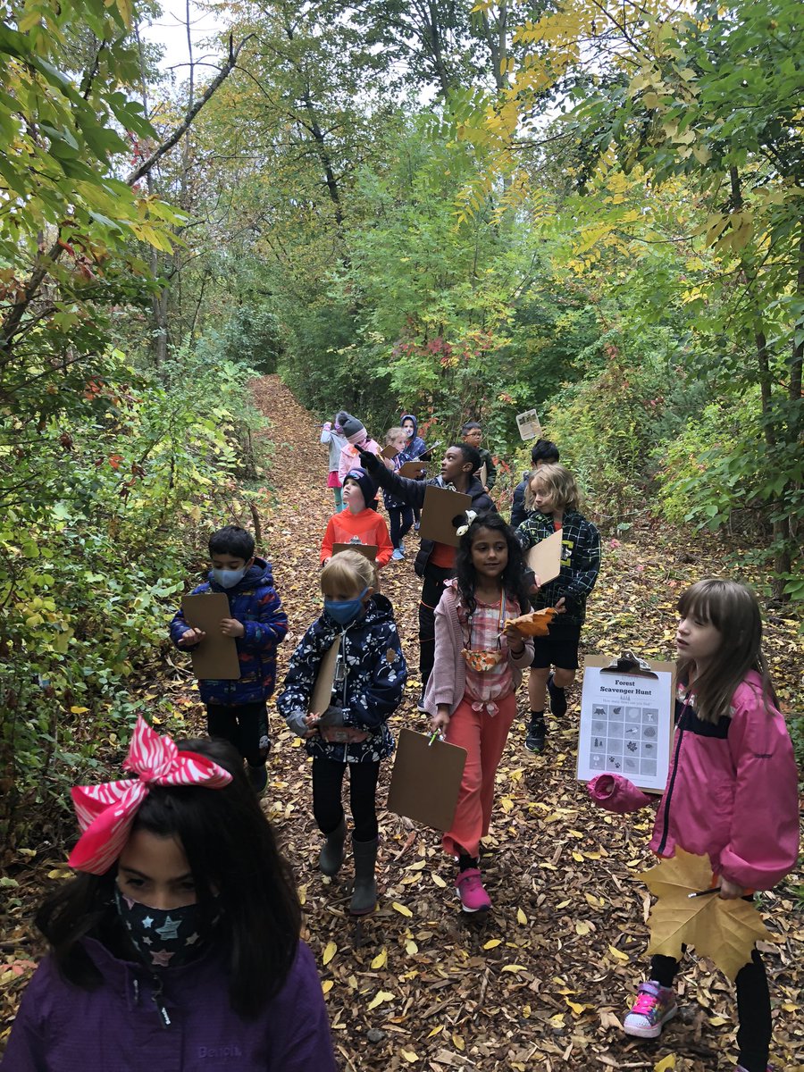 Using our senses to explore the forest in our own backyard on a nature scavenger hunt! #getoutside #classroomwithoutwalls @spps_panthers