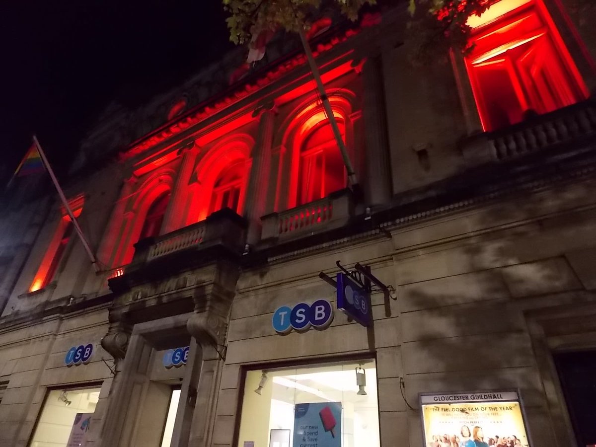 wme_glos's tweet photo. Venues across Gloucestershire lit in red tonight. Live events around the world have been devastated by the impact of Covid. Without major immediate support from government, the entire supply chain is at risk of collapse. #LightItInRed #RedAlertRESTART https://t.co/F9MN88Qe1z