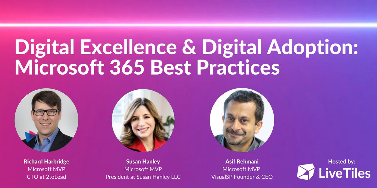 asifrehmani's tweet image. It&apos;s more important now than ever that our remote employees adopt and make the best use of digital tools they have.

Come join me at this @livetiles panel along with @susanhanley and @RHarbridge on Oct 13 at 2 PM EST.

livetilesglobal.com/events/digital…

#endusertraining #digitaladoption