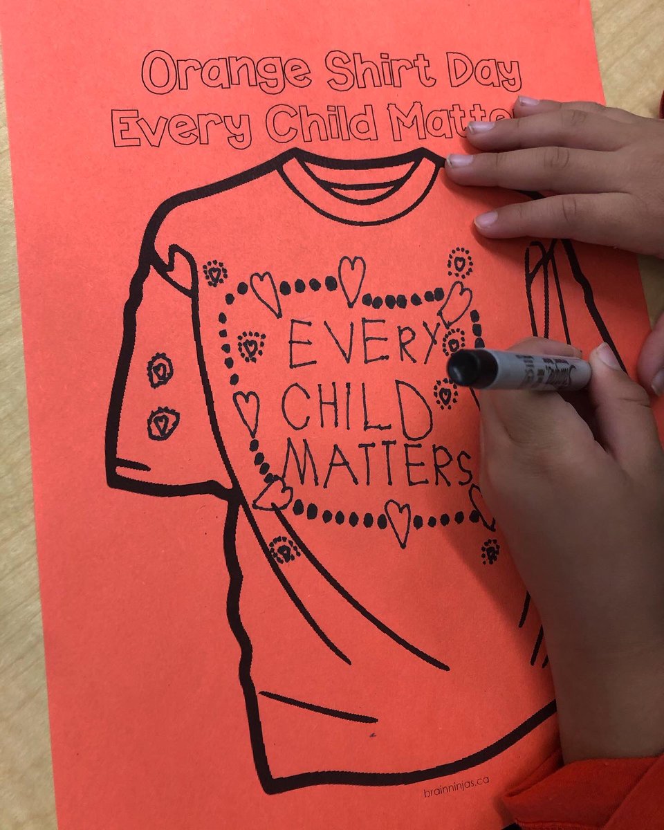 Every child matters. Today we learned the significance of Orange Shirt Day and how important it is to learn about our history to work towards a better future. 🧡#truthandreconcilliation #orangeshirtday #everychildmatters #winnipegsd