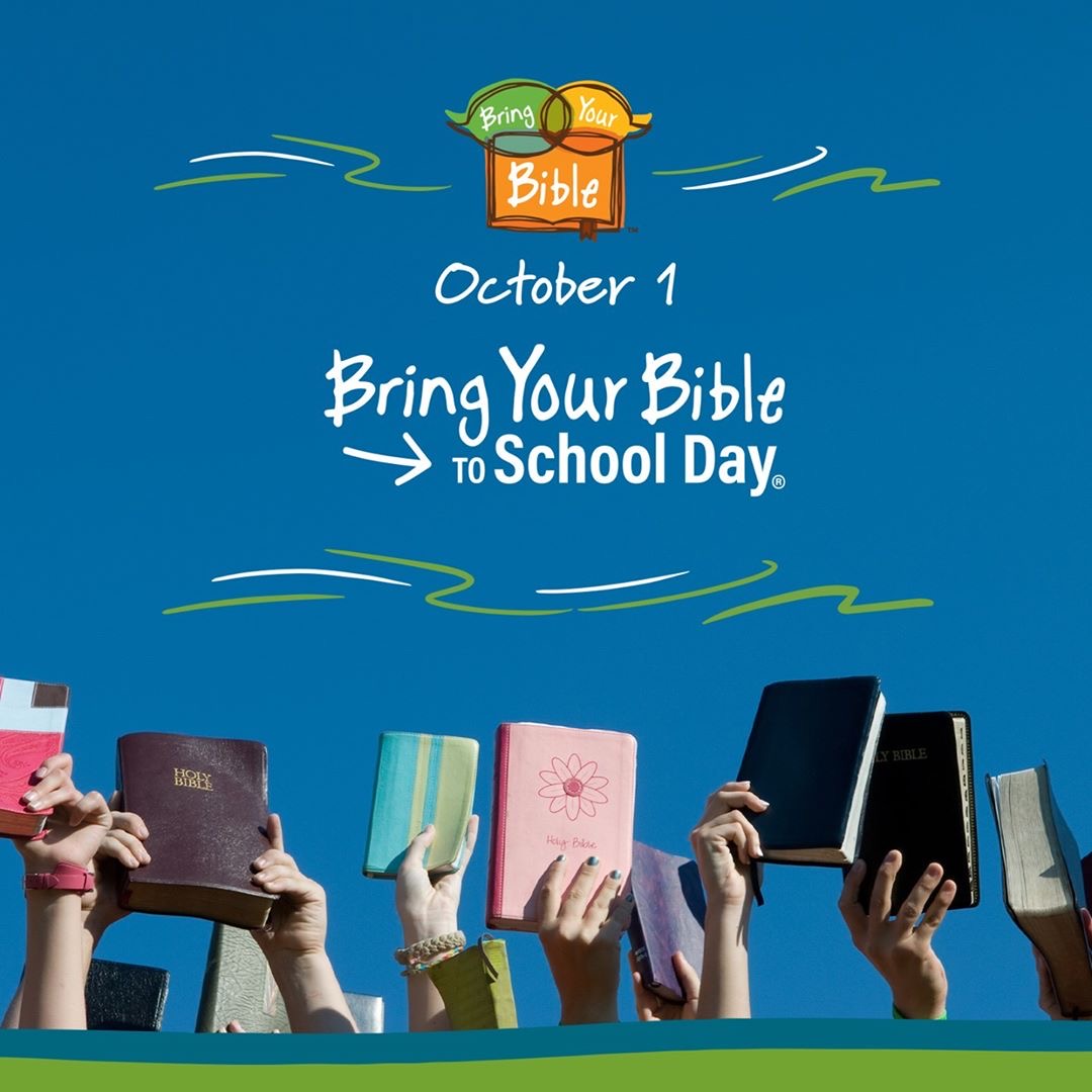 Tomorrow is #BringYourBibleToSchoolDay! I hope parents and grandparents everywhere will encourage their children and grandchildren to do just that. For more on the date and additional resources from <a href="/FocusFamily/">Focus on the Family</a> you can visit: BringYourBible.org