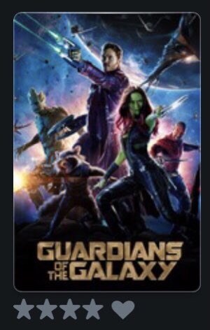 Guardians of the galaxy 1 = 4 stars