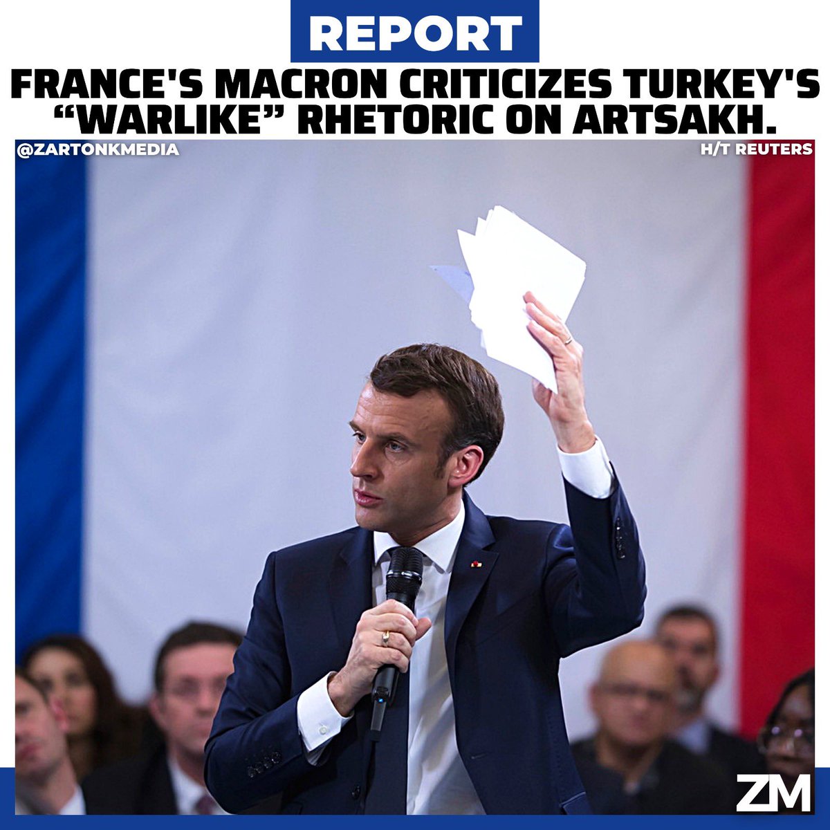 ZartonkMedia's tweet photo. France's Macron Criticizes Turkey's “Warlike” Rhetoric On Artsakh. https://t.co/kyokgR15D2