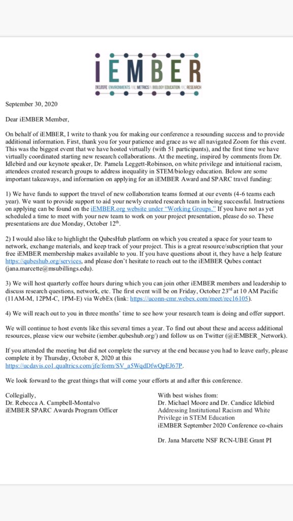 iEMBER_Network's tweet photo. Sent out follow up letters to those who attended the #iEMBER2020 last week on next steps. Please let us know if you attended the meeting and didn’t receive the letter. https://t.co/MqCBlG4mjr