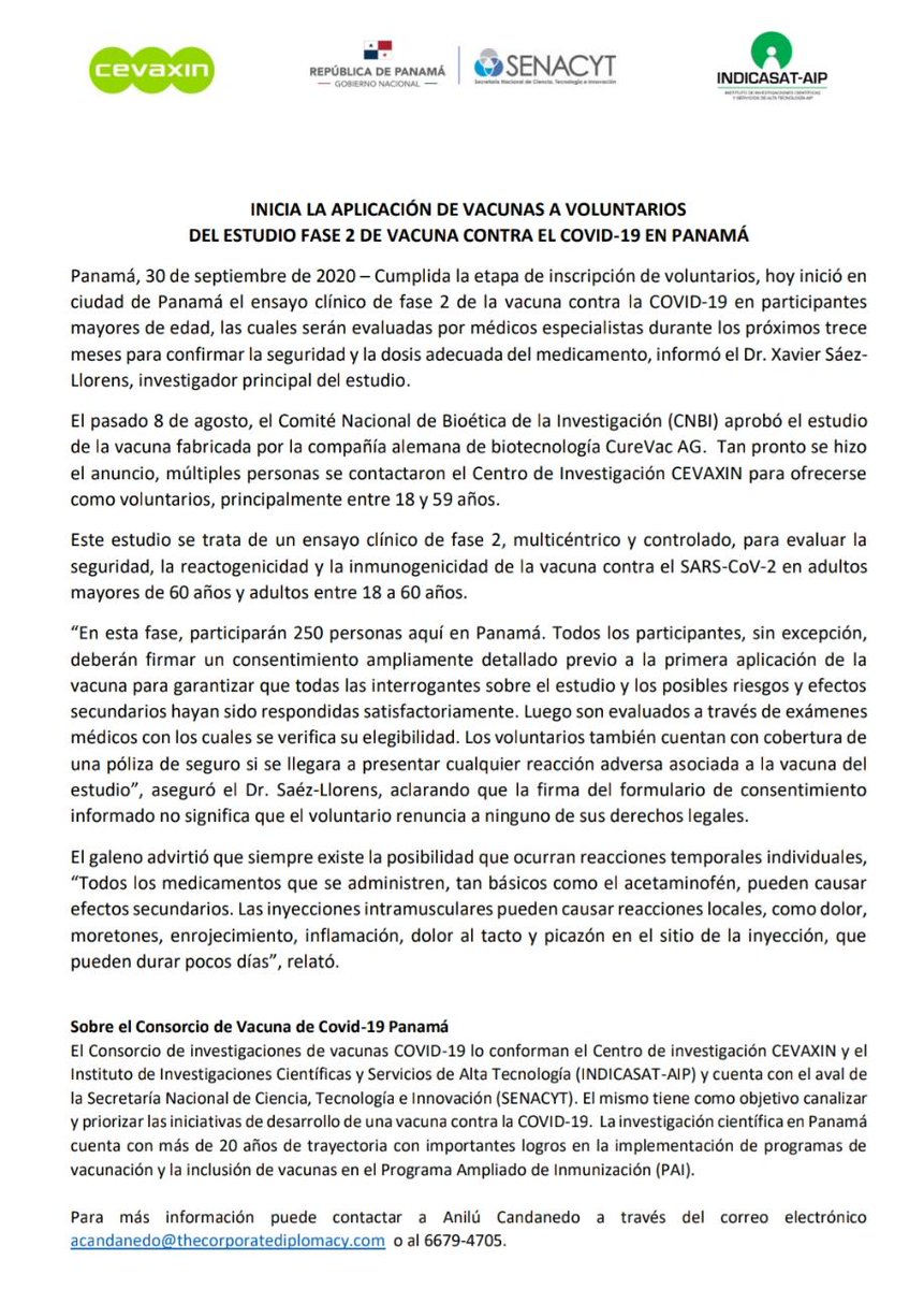 CEVAXIN (@cevaxin_pty) on Twitter photo Un hito para la #CienciaEnPanama Gracias a los voluntarios y a todo el equipo de investigación <a href="/indicasat/">INDICASAT-AIP</a> <a href="/senacyt/">Senacyt Panamá</a> <a href="/thepanamaclinic/">The Panama Clinic</a> <a href="/CienciaPTY/">Ciencia En Panamá #CienciaEnPanamá</a> #vacunas #coronavirus Un hito para la #CienciaEnPanama Gracias a los voluntarios y a todo el equipo de investigación <a href="/indicasat/">INDICASAT-AIP</a> <a href="/senacyt/">Senacyt Panamá</a> <a href="/thepanamaclinic/">The Panama Clinic</a> <a href="/CienciaPTY/">Ciencia En Panamá #CienciaEnPanamá</a> #vacunas #coronavirus