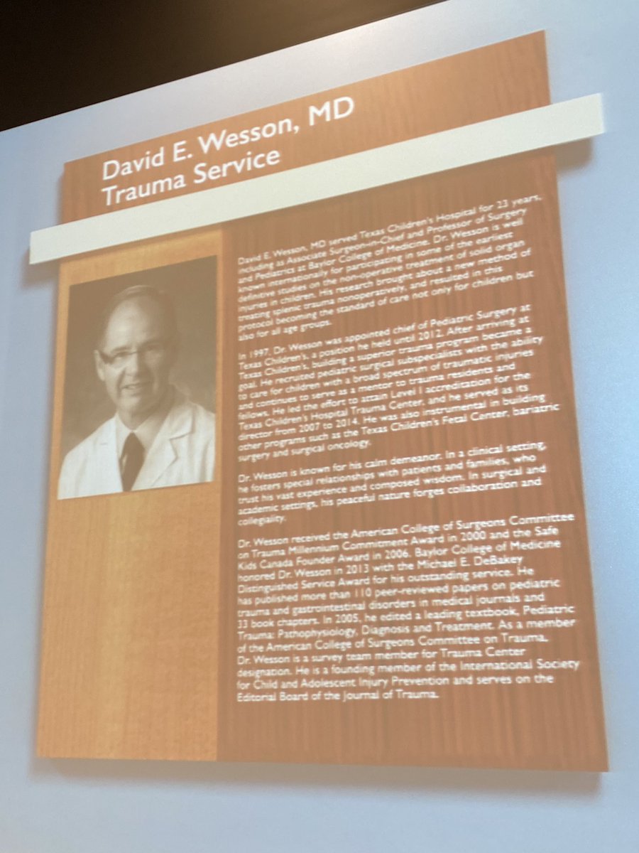 bnaikma's tweet photo. #TCHTrauma will be officially called the “David Wesson Trauma Service” as he retires today. A pioneer in #pediatrictrauma and #injuryprevention and a strong advocate for TCH caring for injured children, he started the program in 2010. Proud to carry on his legacy! @APSASurgeons https://t.co/O3ITndGGzK