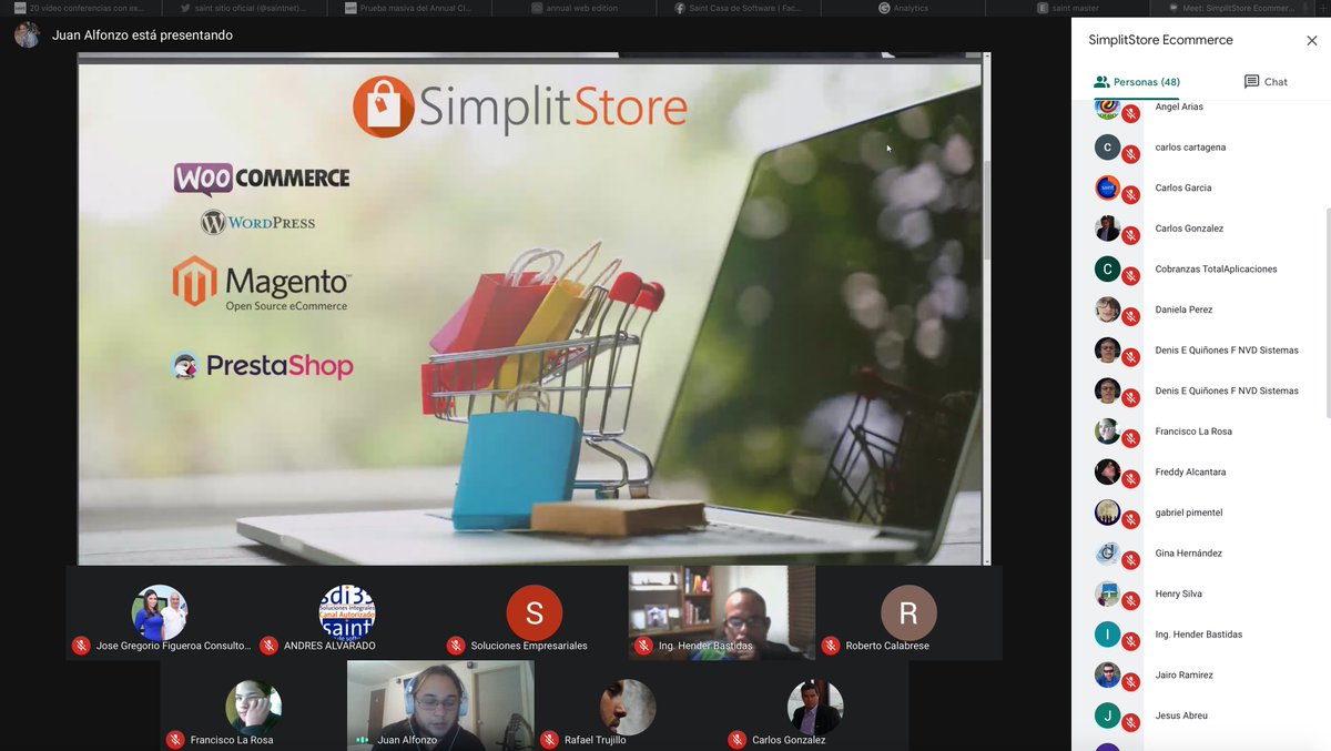 saintnet's tweet photo. 📢En pleno desarrollo la conferencia SimplitStore Ecommerce

🎙️Facilitador: Equipo TotalAplicaciones
#SaintSomosTodos #SimposioSaint 48 Participantes https://t.co/2wVKPVhdQk