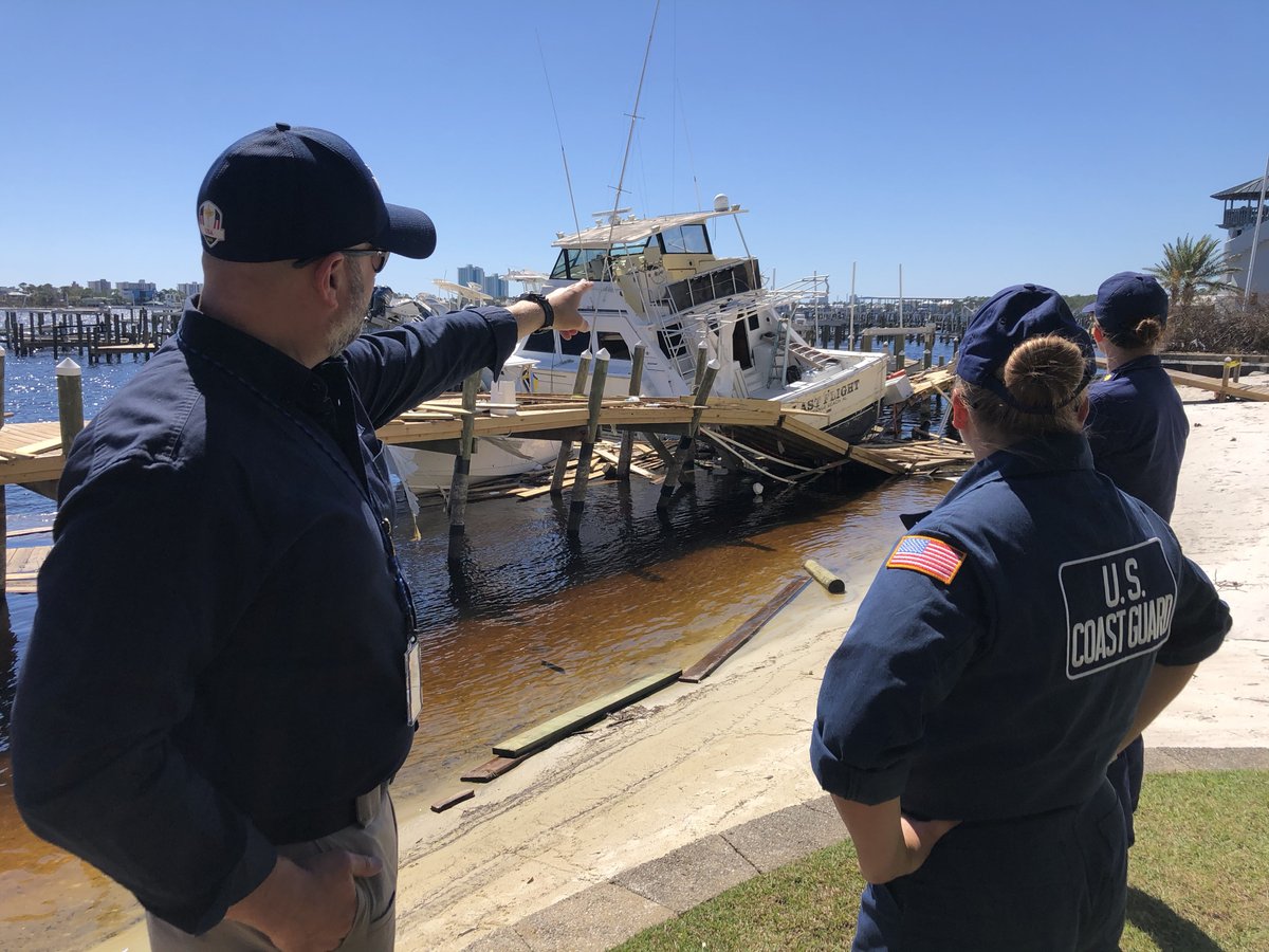 USCGHeartland's tweet photo. Cleanup efforts continue throughout Alabama. 
@USCG, @FEMA and @AlabamaEMA traveled to Orange Beach, to observe the environmental impacts left in the wake of #HurricaneSally.

Teams discussed response efforts to help the community recover &amp; rebuild. #Ready #Relevant #Storm2020 https://t.co/xEIz2RyhXo