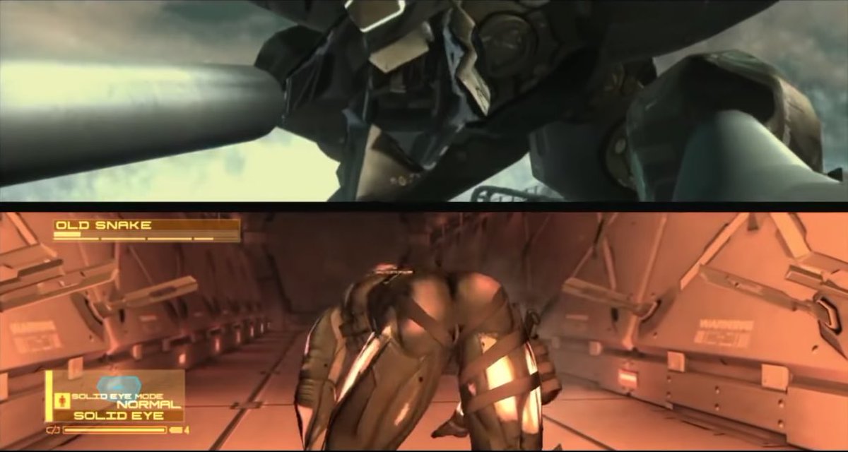 This is the perfect image to show the duality of what you get with the MGS games as a whole