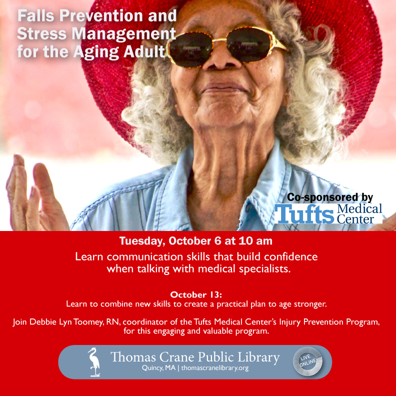 The third session in this online series, Falls Prevention and Stress Management for the Aging Adult, is happening at 10 a.m. Oct. 6. Join Debbie Lyn Toomey, RN, for this program: bit.ly/2Sd6Dk5 #Quincy #QuincyMA