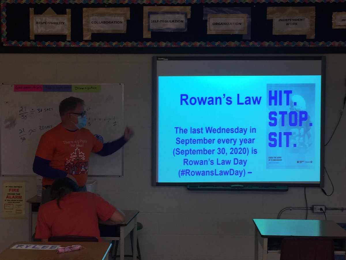 Thank you to Mr. Wartman for his presentation about #RowansLaw to classes today on #RowansLawDay #ConcussionSafety #HitStopSit