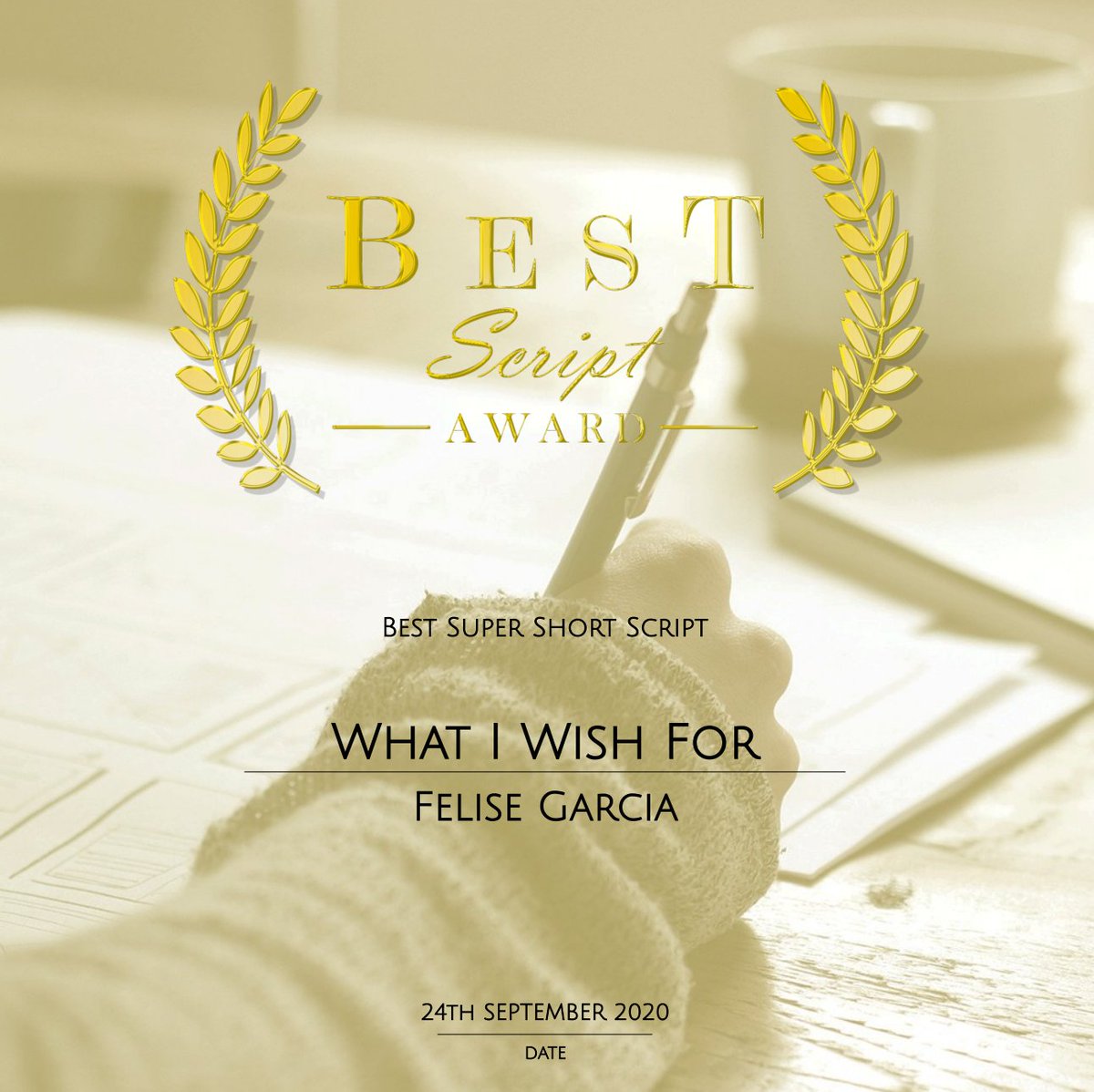 electra5785's tweet photo. Amazing news! "What I Wish For" is an award winner at Best Script Award via https://t.co/Qt5hI8CXQU! - https://t.co/19rUASQ5ax