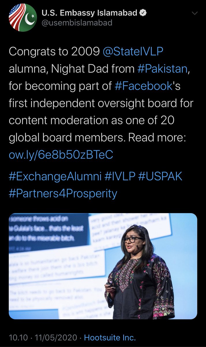 Nighat Dad after receiving NED funds in 2019 as founders of DRF, was selected in 2020 as the independent oversight board member by Facebook & instagram that determines which content to allow or remove from FB/insta to supposedly “protect” digital rights of Pakistani accounts/29