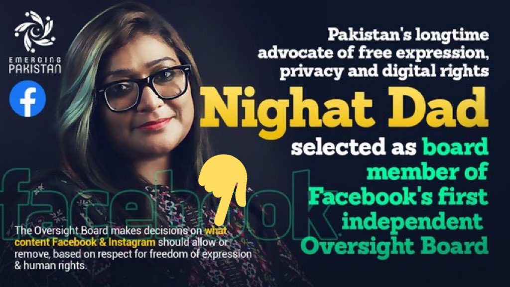 Nighat Dad after receiving NED funds in 2019 as founders of DRF, was selected in 2020 as the independent oversight board member by Facebook & instagram that determines which content to allow or remove from FB/insta to supposedly “protect” digital rights of Pakistani accounts/29