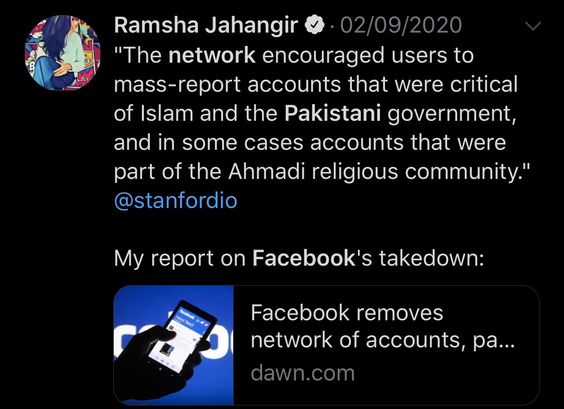 Few months after she joined Facebook announced suspension of 453 Pak Fb accts, 103pgs, 78groups & 107 Insta accts that criticized Modi’s govt, exposed Indian propaganda & reported accts who posted anti-Pakistan/Islam propaganda on Fb/Insta.So much for Pak digital rights../30