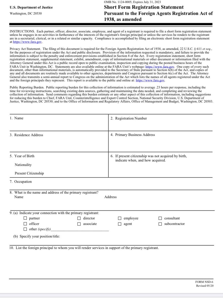 It’s time we introduce laws in Pakistan similar to US Foreign Agents Registration Act-FARA that requires any individual, group, org or firm receiving funding from foreign principals that may be connected in any way to a foreign govt to declare themselves as foreign agents./37