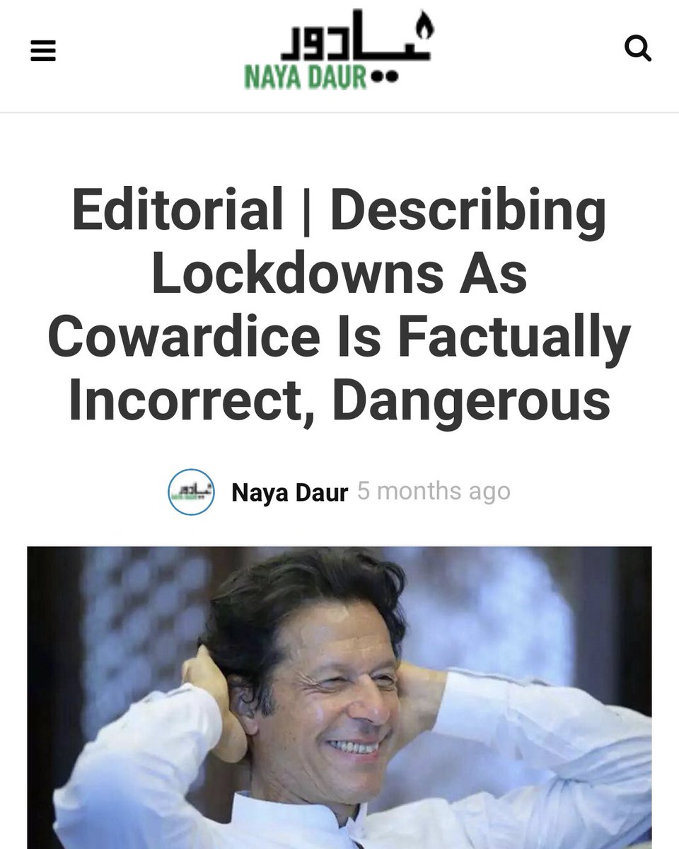 Even during initial days of Covid19 Naya Daur’s propagandists consistently tried to undermine govt policy on the health crisis by publishing a scathing editorial & claiming PM Imran Khan “belittled the coronavirus crisis”A policy that WHO chief later recognized as success./16