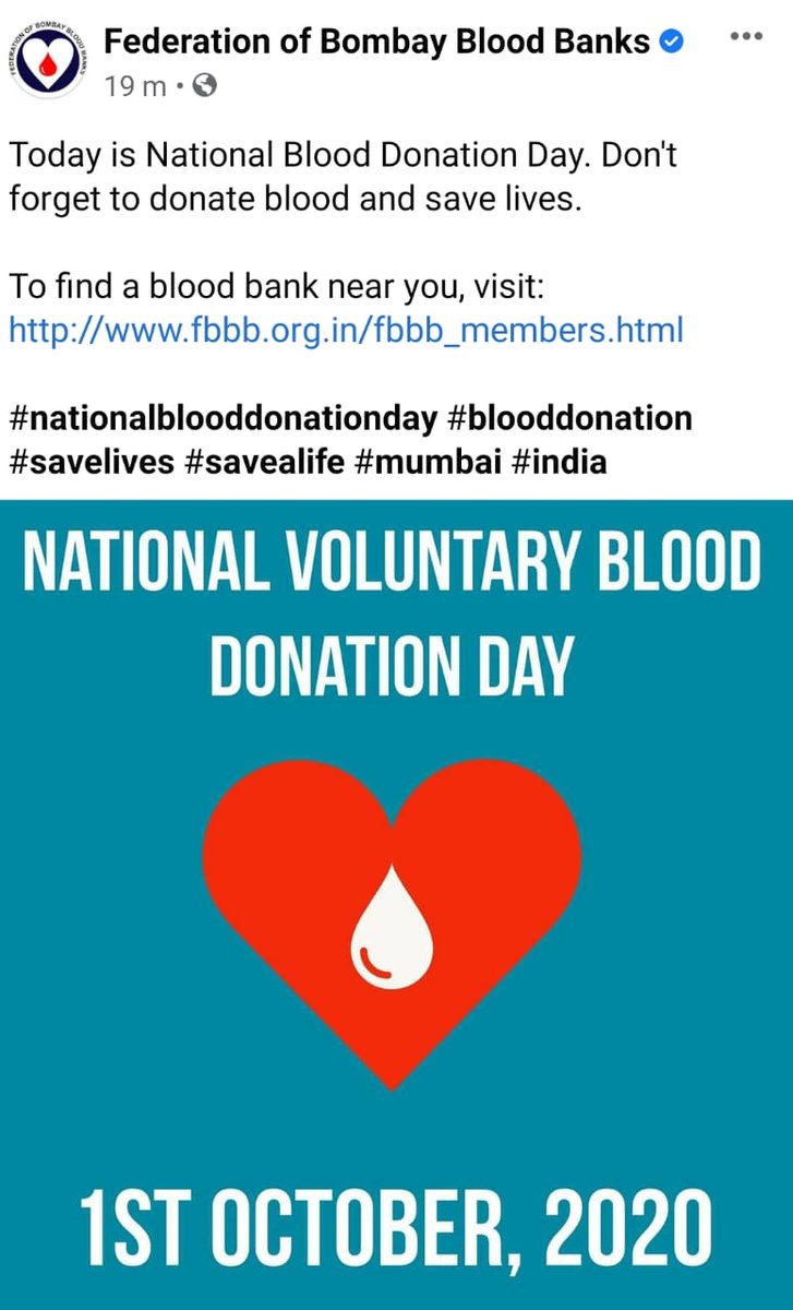 FBBB777's tweet photo. On the occasion of Voluntary Blood Donation Day (October 1,2020), Donate Blood, Save Lives. Please donate your previous blood at a blood bank closest to you. It's the most noble deed! #voluntaryblooddonation #Blood #DonateBloodSaveLives #BloodMatters #fbbb
https://t.co/sn7cd26pyY https://t.co/EFG7epbBBI