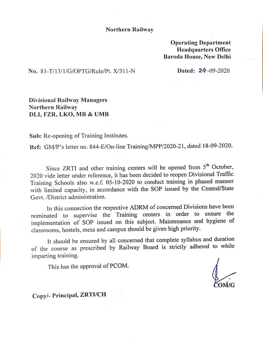 deeptonk's tweet photo. Respected sir @GM_NRly @RailwayNorthern @drmfzr @drm_moradabad @srdpofzr @SRDPONRLKO 
Training program of 21.09 remains, but there is no preparation to start training by 05.10.
Neither training is being resumed nor being stipned.
Please look into this matter seriously.
Thanks🙏🙏 https://t.co/XffpPhcMy2