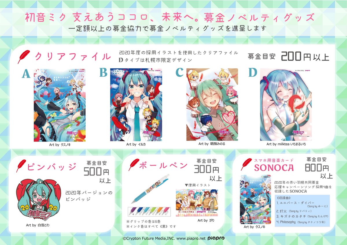 セール 登場から人気沸騰 初音ミク クリアファイル 赤い羽根募金