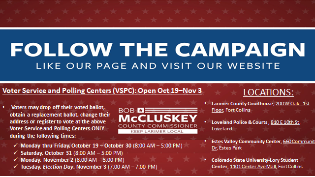 bobmccluskey's tweet image. *RETWEET*
Lots of voting information coming at you!

With our ballots coming in the mail on October 9th.

*We must all be aware of this election information*

For more information on how to vote in Larimer County, visit this link: larimer.org/clerk/election…...

#KeepLarimerLocal