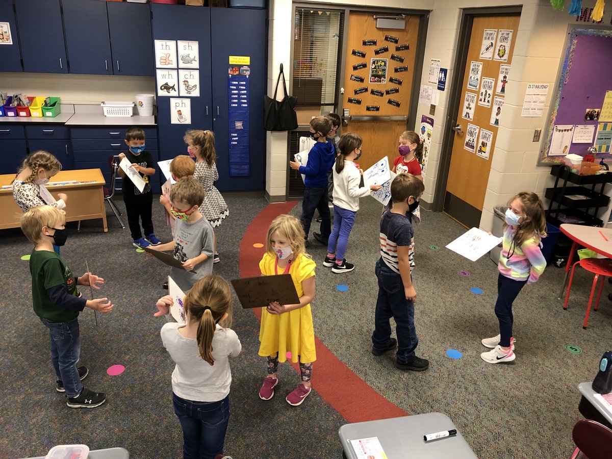 We used Inside Outside Circle to talk to a partner about our math drawings! I love that despite some extra spacing and small modifications we are still rocking Kagan structures in kindergarten. I love these kids! <a href="/HESSwathers/">Hesston Elementary</a> <a href="/jenAtKagan/">Jennifer I</a>