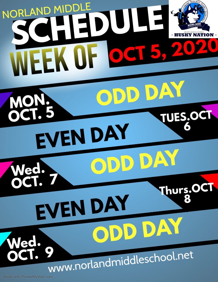 NorlandMiddle's tweet photo. 🚨IMPORTANT UPDATES - Friday, October 2 is a Teacher’s Workday . There will be no school. Please make note of this info for all physical return dates and the schedule for next week #reopensmart #returnsafe @MDCPSNorth @ChallengerSacha @miamischools @NROSup @NROPierre_Louis https://t.co/yA7Zhpf4qx