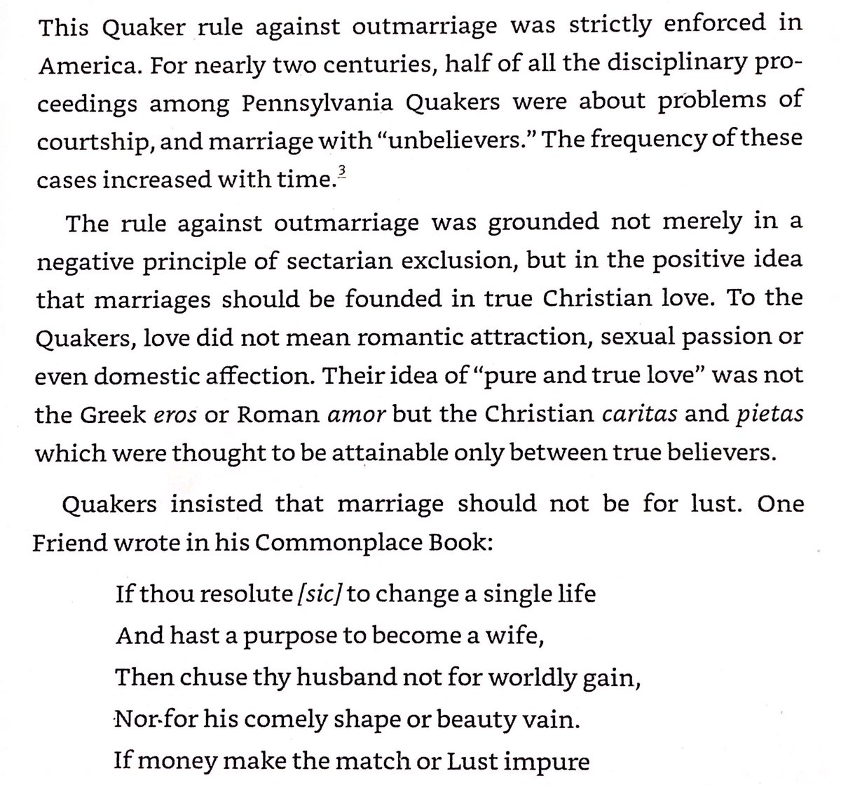 Quaker restrictions on marrying non-Quakers & complex marriage requirements led to higher age of marriage & lower marriage rates than their Anglican & Puritan neighbors. Main reason for their decline in population share - fewer kids.