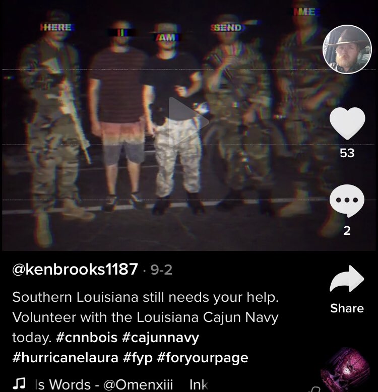 He also likes to post fashwave edits of himself and uses his TikTok to raise funds for him to go be a vigilante in Kenosha or Lousiana for example (where he organized patrols with the Texas Guerrillas Militia and III%ers)