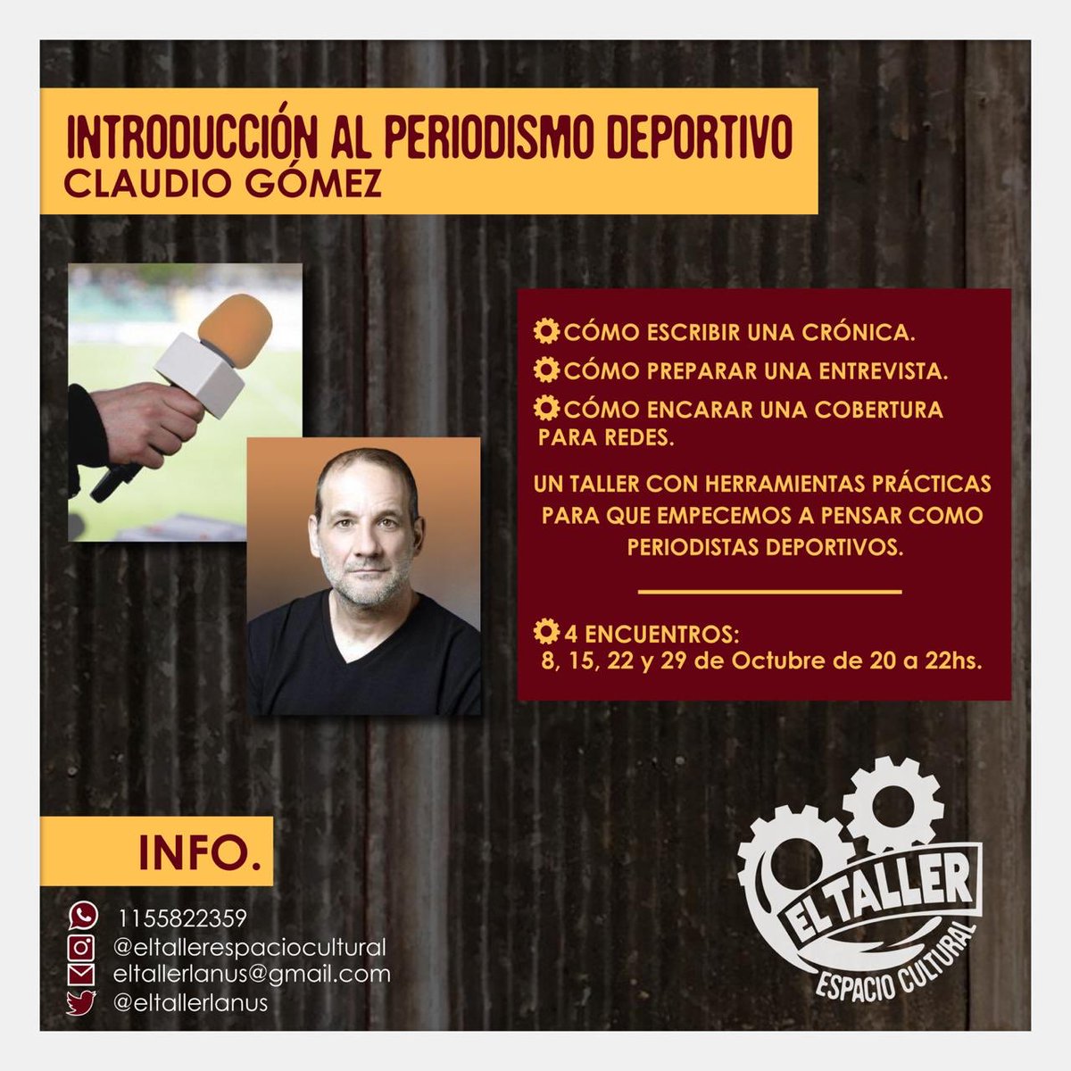 ElPartidoRojo's tweet photo. Taller de introducción al periodismo deportivo. Arranca en una semana!!! https://t.co/3Tkuq0Agsk