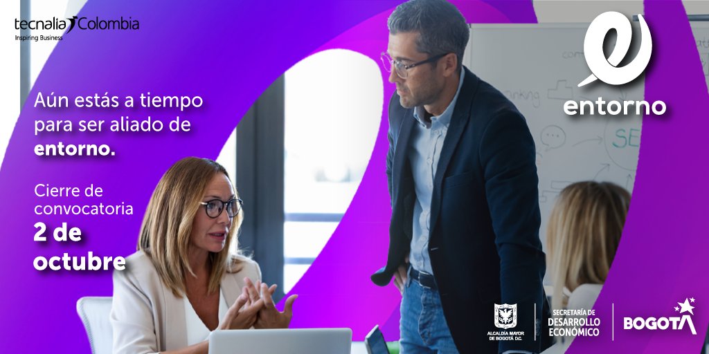 Tecnalia_Co's tweet photo. Entorno busca a empresas con experiencia en servicios de fortalecimiento empresarial para potenciar las Pymes mas innovadoras de la ciudad. Si tu empresa tiene la capacidad de brindar asesorías especializadas podría ser una aliada de entorno.
Inscripciones https://t.co/dnkt4SWpO7 https://t.co/ukPeRKY9Om