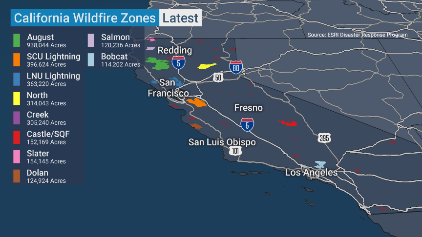 JordanSteele's tweet image. California's #AugustComplexfire has been burning since August 17th. Less than 50% contained. And almost 1 million acres! Insane. #wildfires2020