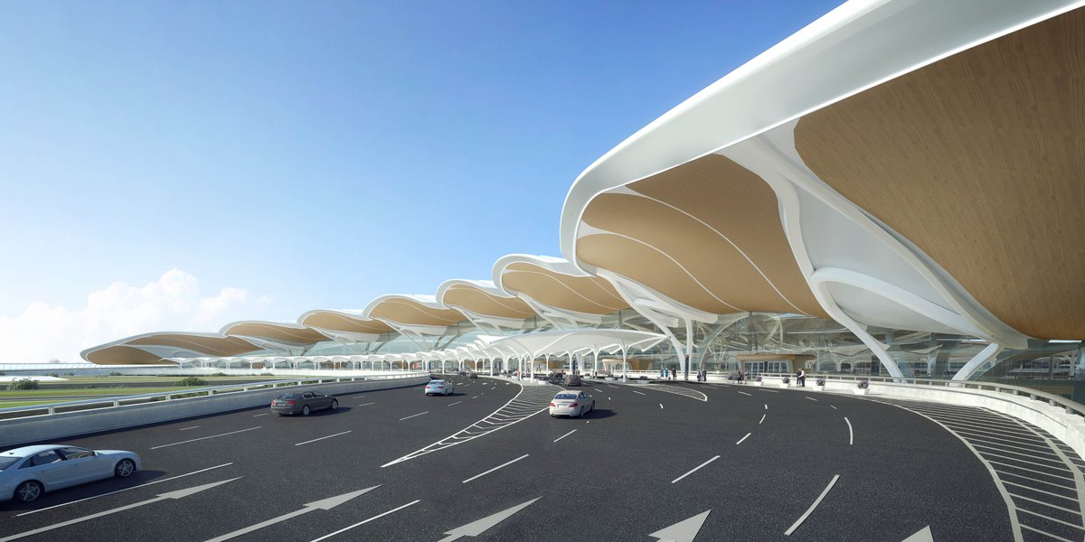 And this is what T3 will look like from the outside when it is finished. It has a similar shape with Chongqing Jiangbei's T3. Airport terminal designs in China are showing clear 'generation' trends that changes every few years.