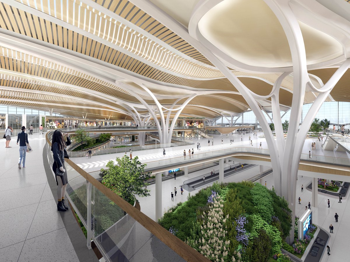 CAN T3 interior design is a love child between Baiyun & Changi. So you can see a lot of greenery inside the terminal just like SIN. T3 also features several large vertical openings that gives the massive terminal a much more spacious visual.