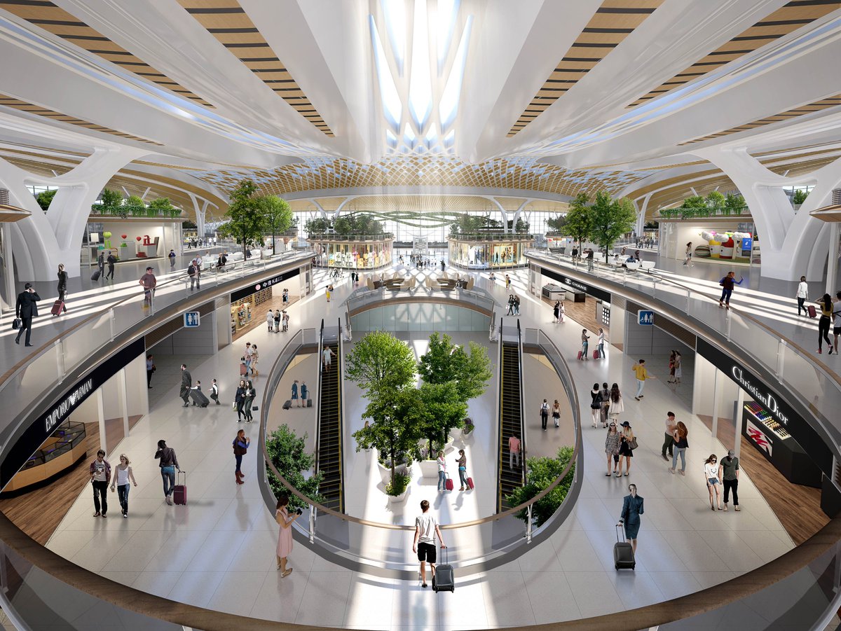 CAN T3 interior design is a love child between Baiyun & Changi. So you can see a lot of greenery inside the terminal just like SIN. T3 also features several large vertical openings that gives the massive terminal a much more spacious visual.