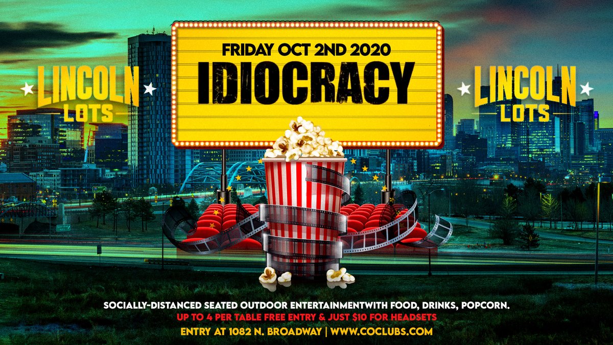 LotsLincoln's tweet photo. FRIDAY! We’re back with another movie screening at #LincolnLots before back-to-back comedy shows with #WhitneyCummings &amp; #TaylorTomlinson this Saturday &amp; Sunday. 🍿🍻

🎬 Showing - “#Idiocracy”

More info &amp; reservations here: https://t.co/kX05giPUUb https://t.co/KWvVV2eEiU