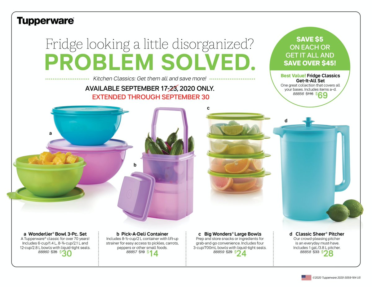 Nisha9791's tweet image. GET YOUR ORDERS before midnight tonight!!
Fridge Classics Get-It-All Set for $69
#kitchenclassics #tupperware